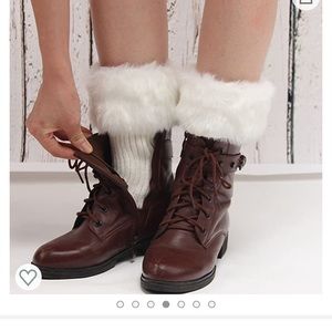 White Faux Fur Boot Warmers